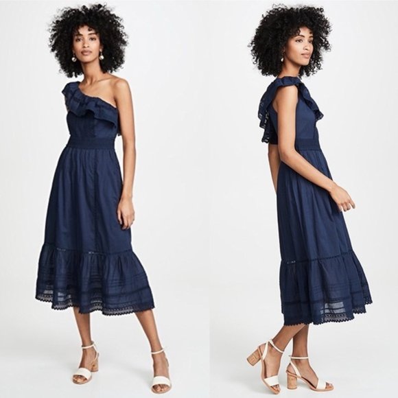 Anthropologie Graham and Spencer Dresses & Skirts - ANTHROPOLOGIE Coco One-Shoulder Lace Midi Dress. S